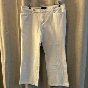 Lauren Ralph Lauren Petite Adele, Size 14P, White. Chino Trouser, Cotton Blend